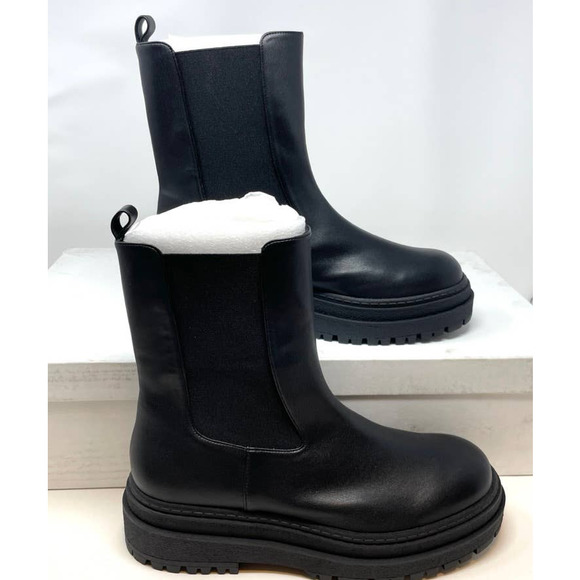 Good American Chelsea Lug Sole Combat Boots In Black Size 13 New - Picture 3 of 9